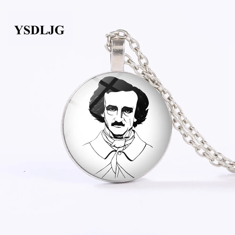 GDRGYB Edgar Allan Poe Portrait Necklace Horror Fiction American Literature Author Pendant | Украшения и аксессуары