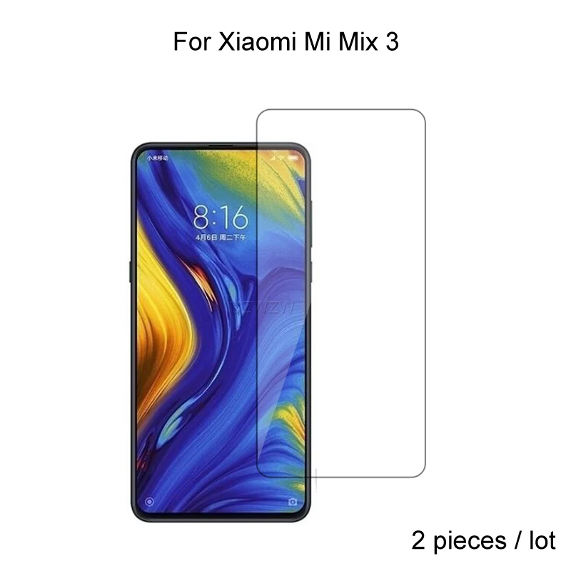 

2pcs For Xiaomi Mi Mix 3 Premium 2.5D 0.26mm Tempered Glass Screen Protector Protective Film Glass For Xiaomi Mi Mix 3