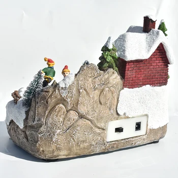

Christmas Decoration luminous Music Box European Snow House LED Light Rotating Music Box Classical Artware Kids Birthday Gift