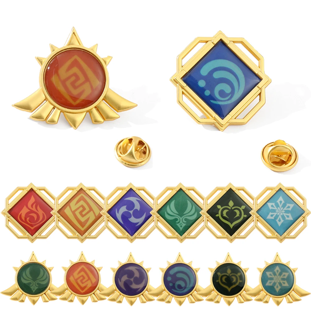 Genshin Impact Brooches Hydro Dendro Electro Geo Pyro Anemo Cryo Vision Badges Eyes of God Pin Hot Game Anime Cosplay Jewelry | Украшения и