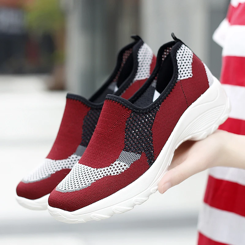 Sneakers Women Vulcanized Shoes Woman Slip-on Breathable Mesh Ladies Flats Plus Size Loafers Casual | Обувь