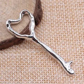 

free shipping 17pcs 51x18mm antique silver Twisted key charms diy retro jewelry fit Earring keychain hair card pendant