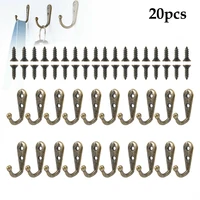 20pcs Wall Mounted Hook Single Robe Coat Hat  Key Hanger with 40 Pieces Screws Home Storage Hook Organize Hooks 1