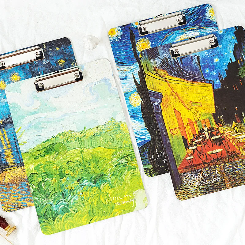 

Folder for Documents Van Gogh Oil Painting Pattern Clip Folder A4 Writing Board Folder Board Drawing Pad Document Organizer
