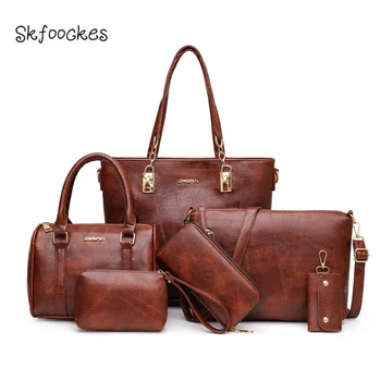 

skfoockes 2020 new women's handbags, 6-piece mother and child suits stitching handbags & shoulder bags & crossbody bags