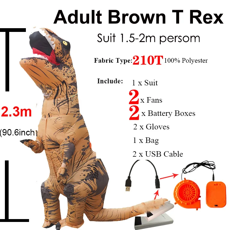 Anime Cospaly Men T REX Inflatable Dinosaur Costume Adult t-rex Mascot Costume Adultos Halloween Dinosaur Costume for Kids Women (10)