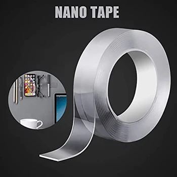 

2Pcs Nano ic Tape Double Sided Tape for Walls Traceless Removable Washable Gel Grip Tape,Clear Sticky for Home