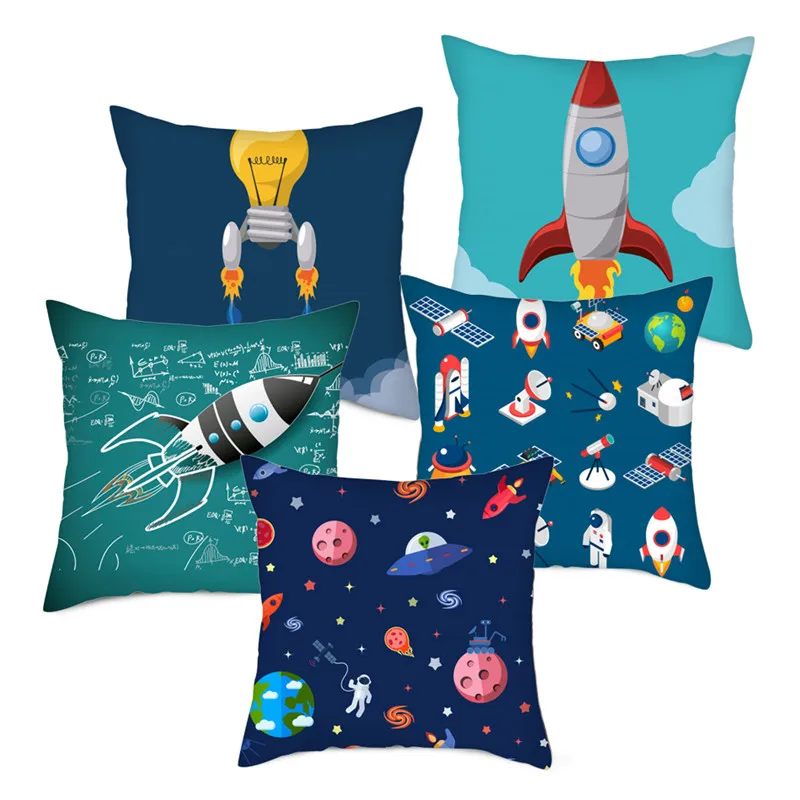 Throw Pillow Case Moon Astronaut Space Square Cushion N EW 24 Cover Inches E0X6