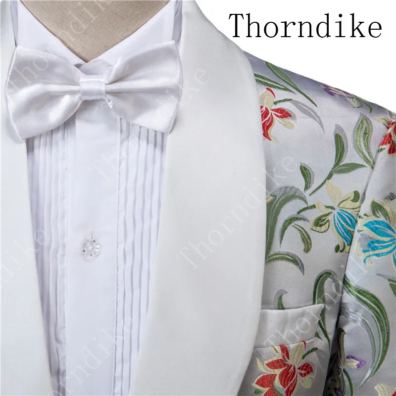 Thorndike/ стиль, на заказ, на одной пуговице, облегающие, серебряные смокинги для жениха, жаккардовые костюмы для жениха на свадьбу/ужин(пиджак+ брюки