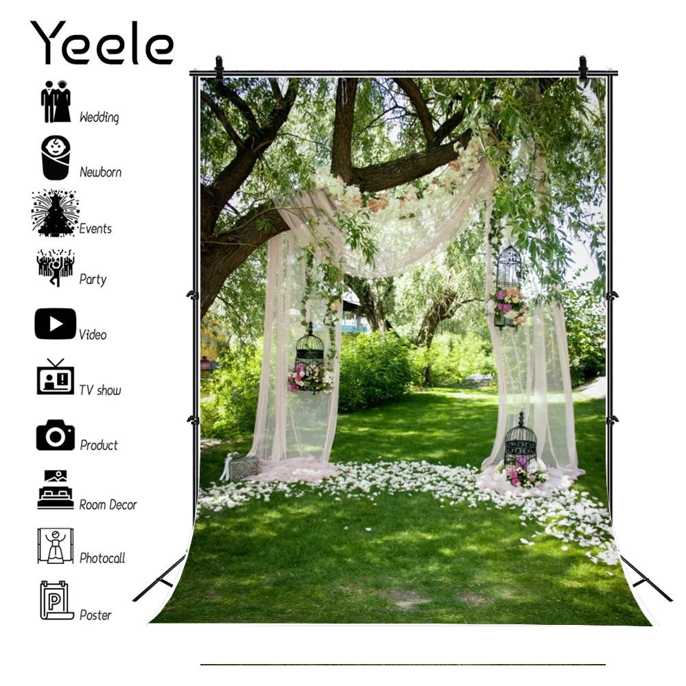 Виниловый фон Yeele для свадебной фотосъемки с изображением занавеса брака цветов