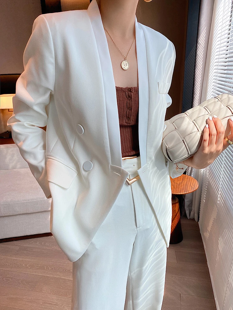 Chaqueta blanca mujer, abrigo de traje de estilo exterior, diseño informal, rojo, pequeño|Chaquetas| - AliExpress