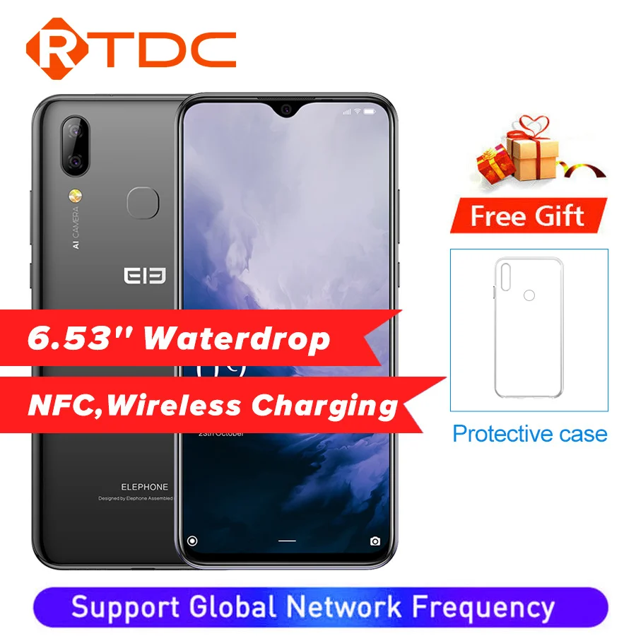 Мобильный телефон Elephone A6 MAX 6 53 ''с каплями воды Android 9 0 4 ГБ 64 Восьмиядерный