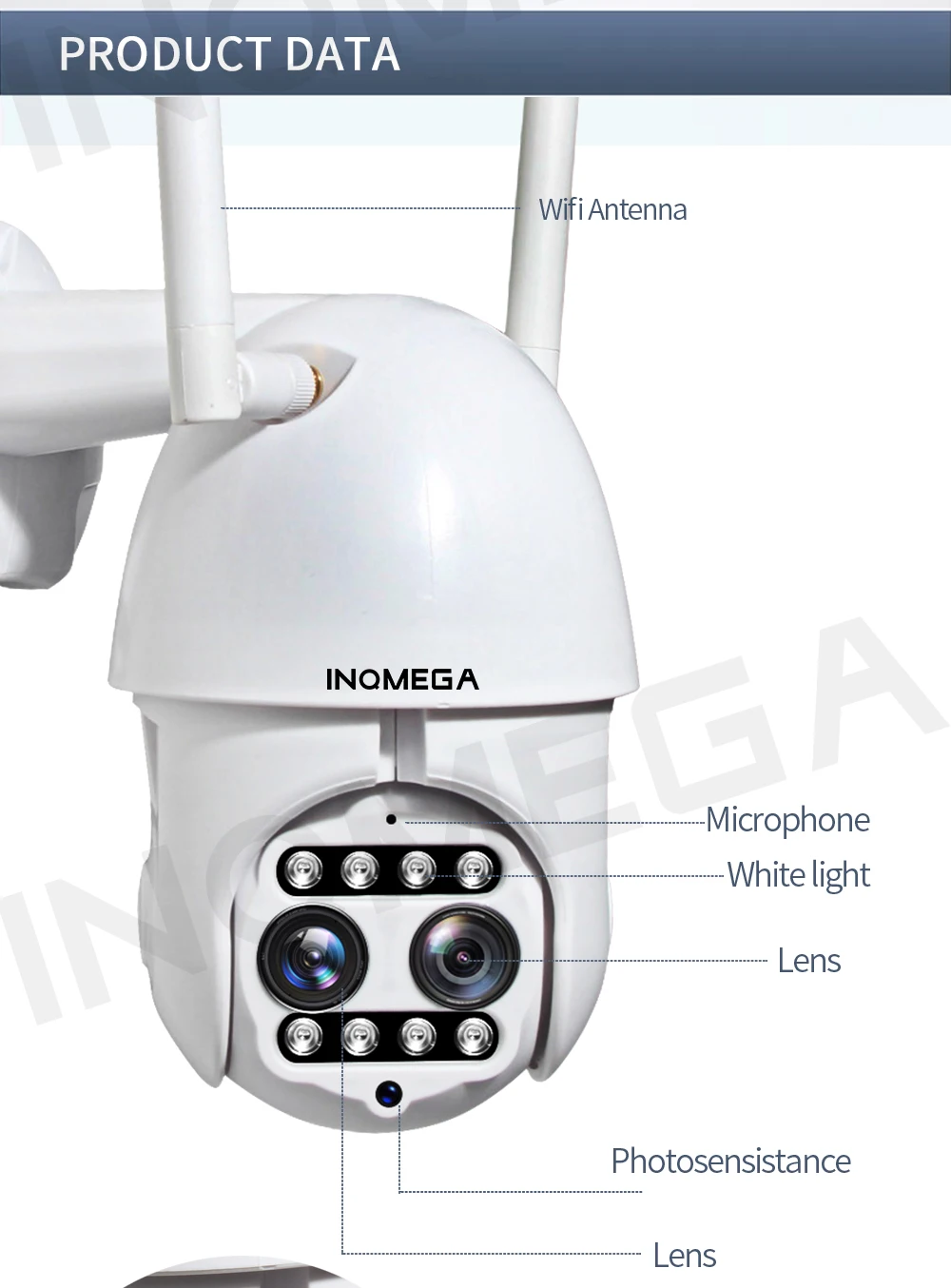 INQMEGA Cloud 1080P наружная PTZ IP камера с двумя объективами wifi скоростная купольная камера 4X цифровой зум 2MP Onvif IR CCTV камера безопасности