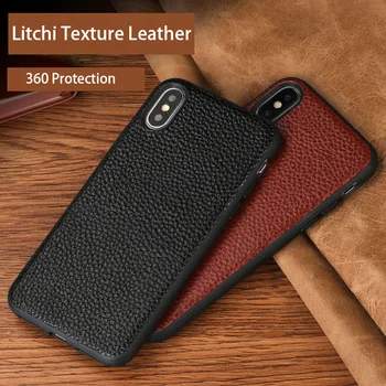

Phone Cases For IPhone 7 8 Plus X Xs Max Case Litchi Texture Cowhide Back Cover For IPhone 6 6S Plus 6P 7P 8P Silicone Edge Case
