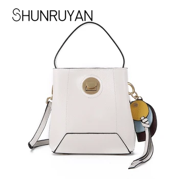 

SHUNRUYAN Fashion Famous Brand Women Genuine Leather Handbag Messenger Bags Shoulder Crossbody Bags With Pendant