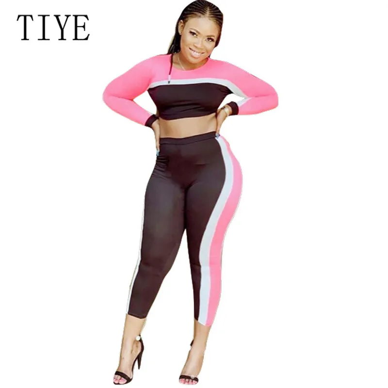 

TIYE Two Pieces Sets Patchwork Tracksuit Jumpsuits Long Sleeve Hollow Out Playsuits Elegant Splicing Sports Leisure Overalls