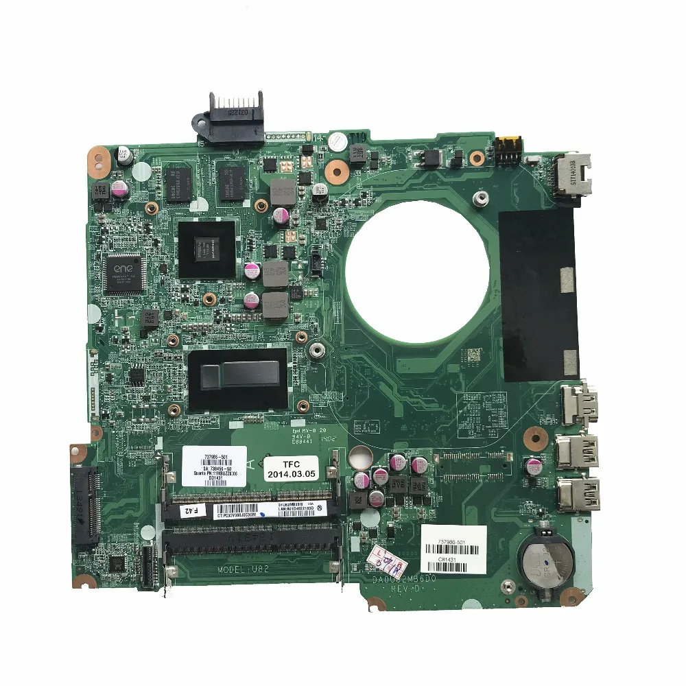 

Excellent 737986-501 For HP 15-N Series Laptop Motherboard With I7-4500U CPU GT740M 2GB GPU 737986-501 DA0U82MB6D0 100% working