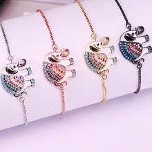 10 шт. Эмаль Слон соединитель скользящая цепь талисманы браслеты Радуга CZ микро проложить ювелирные изделия браслет для женщин девочек