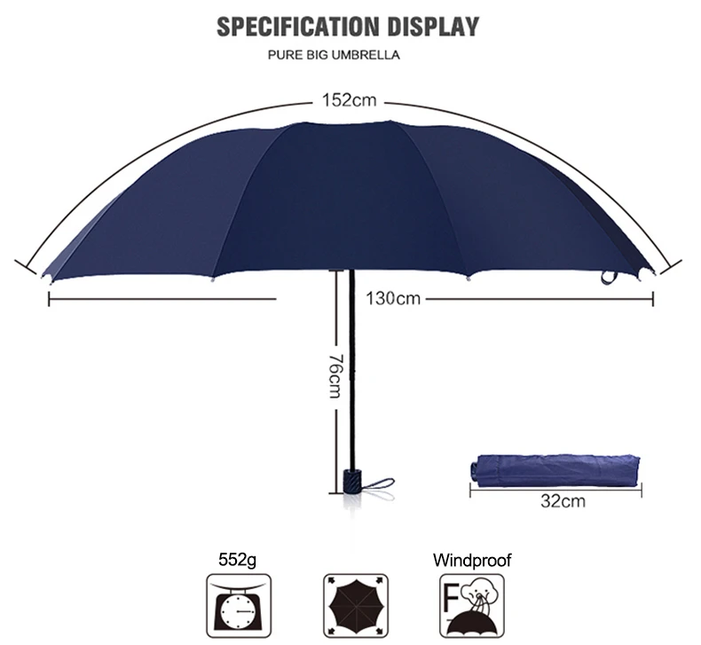 130 см большой зонт наивысшего качества для мужчин и женщин, ветрозащитные большие зонты для мужчин и женщин, 3 складных больших зонта для улицы, Parapluie