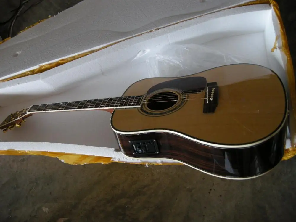 Китайская гитарная фабрика на заказ новая натуральная ель твердая верхняя D стиль акустическая гитара с рыбаком EQ 8YUE31 45