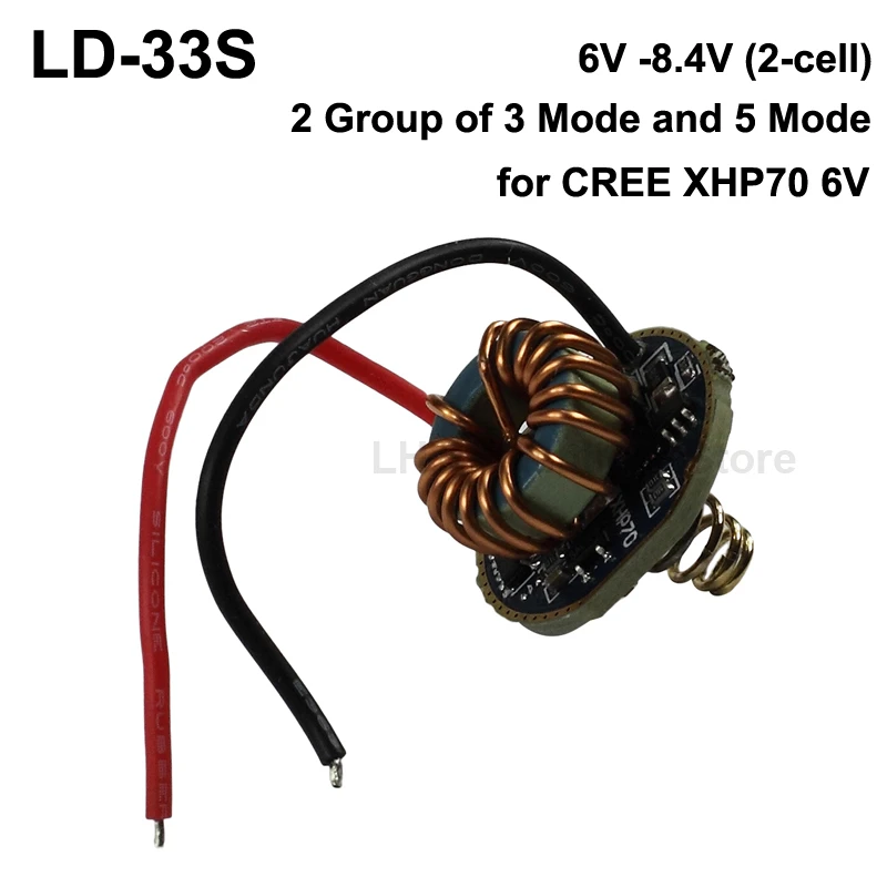 LD-33S 22mm 4.8A 2 cellules 2 groupe de Circuit imprimé 3 modes et 5 modes pour Cree XHP70 (1 pc)