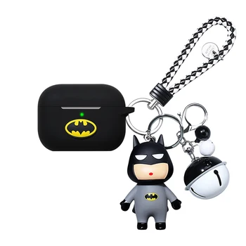 

3D Marvel Batman Bell Spiderman Keychain Earphone Headset silicone case For Apple Airpods pro Air pods 3 Bluetooth cover coque