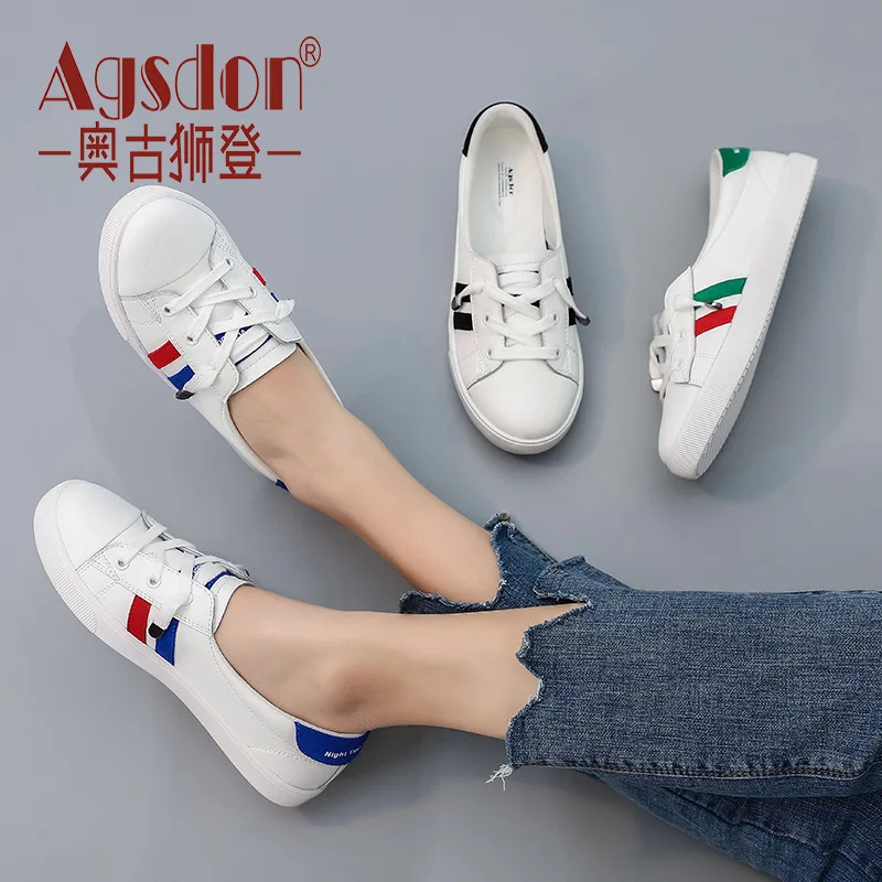 

Genuine Leather White Shoes Women's Summer Breathable Versatile 2019 New Style Fashion Board Shoe Western Style White Shoes Netw