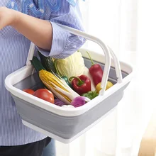 С ручкой, дуршлаг для пикника, корзина для хранения, для покупок, дома, экономия пространства, складной портативный фруктовый складной контейнер для ванной, раковина