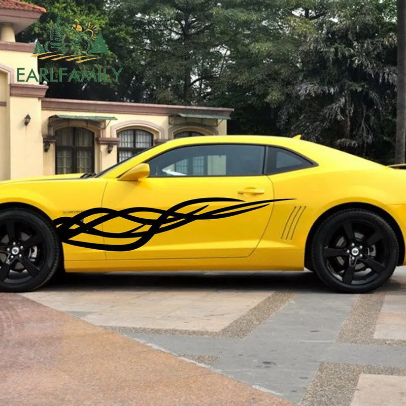 EARLFAMILY 200 см x 37,5 см 2x Racing Twist пламя графика двери виниловые наклейки на машину двигатель наклейка сбоку наклейки комплект наклейки