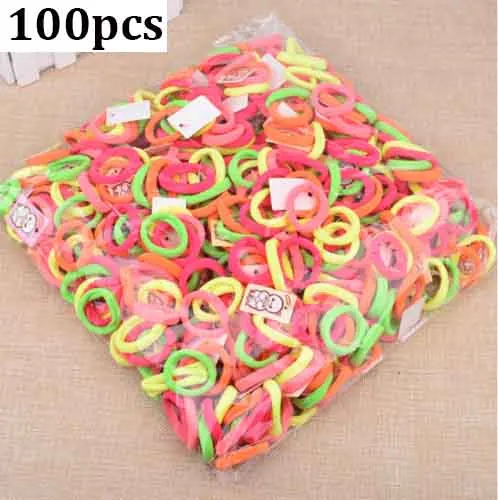 100Pcs Colorful A 100 шт., диаметр 35 мм, высокоэластичные резинки для волос для женщин и девушек, повязка для волос, держатель для конского хвоста, резиновые резинки для волос, аксессуары для волос - Цвет: 100Pcs Colorful A