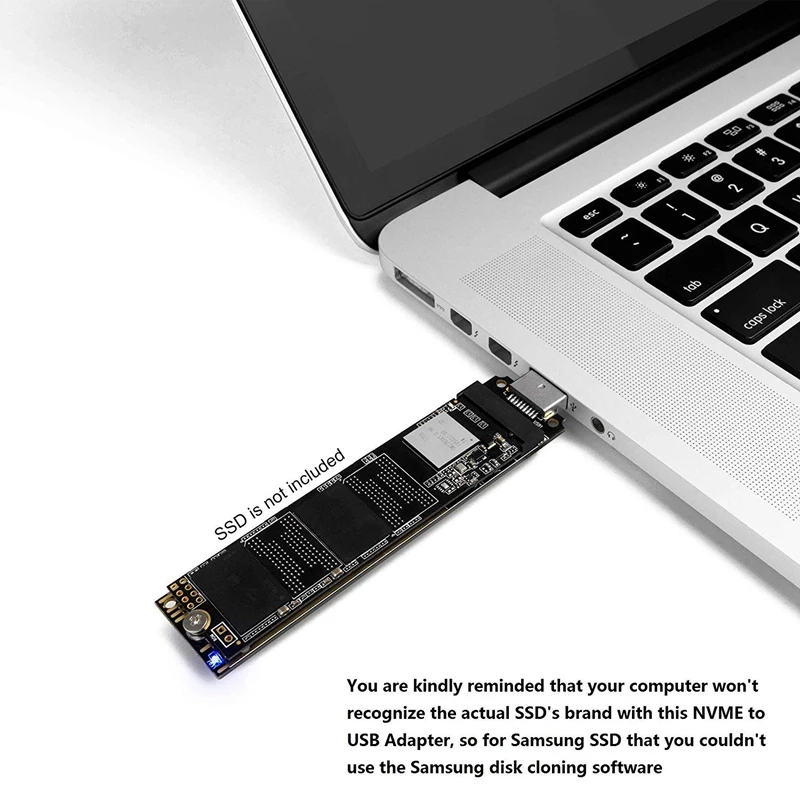 M.2 Nvme Ssd к Usb адаптеру, M.2 Ssd к карте типа a, высокая производительность 10 Гбит/с Usb 3,1 Gen 2 мостовой чип, использовать в качестве портативного Ssd, Usb