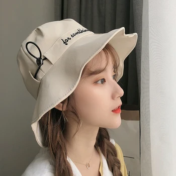 

NEW Summer Female Lotus Leaf side Bucket Hat Harajuku Fisherman Hat Panama Outdoor Fishing Cap girl uv-protection beach cap