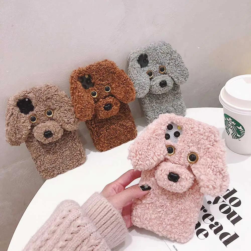 

Boucho 3D Furry fluffy Teddy Dog Warm Case for iPhone 11pro 11 Pro MaxXS Max X XR Cover for iPhone 6 6S 7 8 Plus Phone Cases