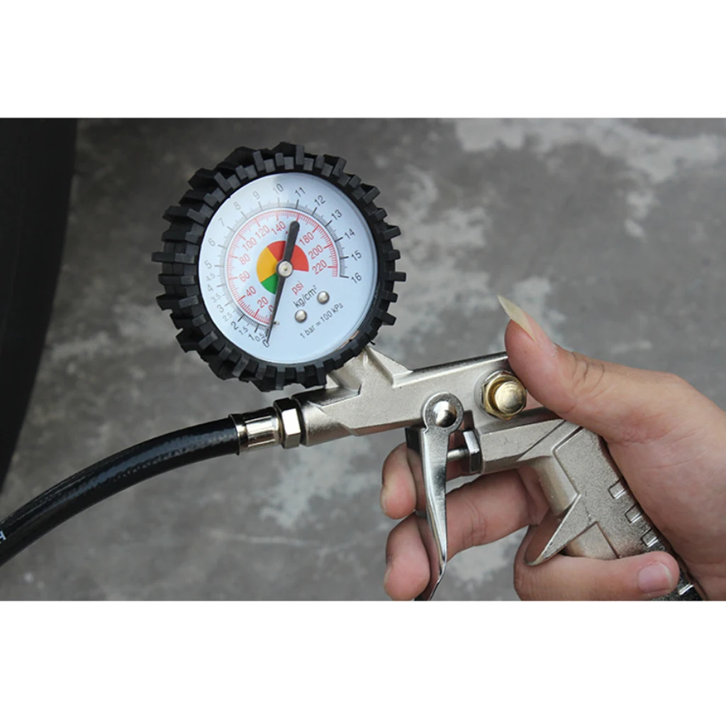 0-220PSI Car Motorcycle Truck Digital Tire Inflator Gun Pressure Gauge Kit Deflation, Inflation and Tire Testing Functions