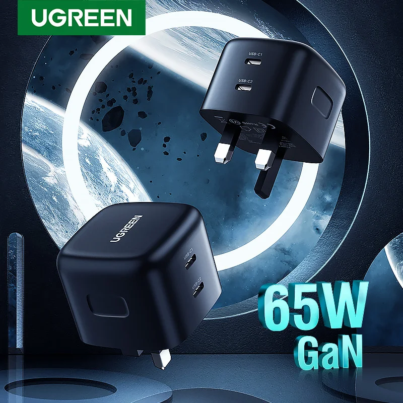 UGREEN 65W GaN Charger UK Plug Quick Charge 4.0 3.0 USB Type C QC PD USB Charger Fast Charger For iPhone Xiaomi Laptop Tablet