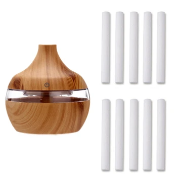

Electric Humidifier Essential Aroma Oil Diffuser Ultrasonic Wood Grain Air Humidifier USB Mini LED Light,Wood Color