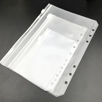 

12PCS Transparent PVC Loose-leaf Pouch A5 A6 A7 Document Filing Bags Binder Pockets for 6-Ring Notebook/Bills/Business Card Bag