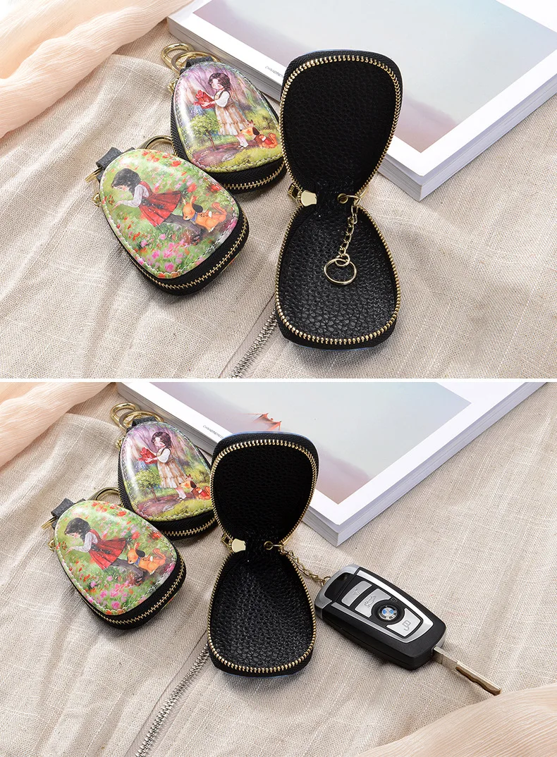 General car key case cartoon pattern protection cover men and women key case Porta Chaves Purse Porta Chave Funda Llave