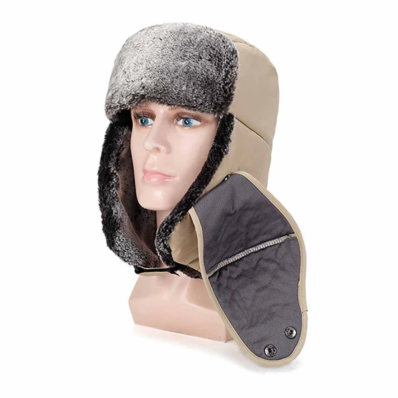 

Winter Ski Hat Unisex Bomber HatsThick Fluffy Thermal Windproof Face Mask Ear Protection Cap Outdoor Winter Apparel Accessories