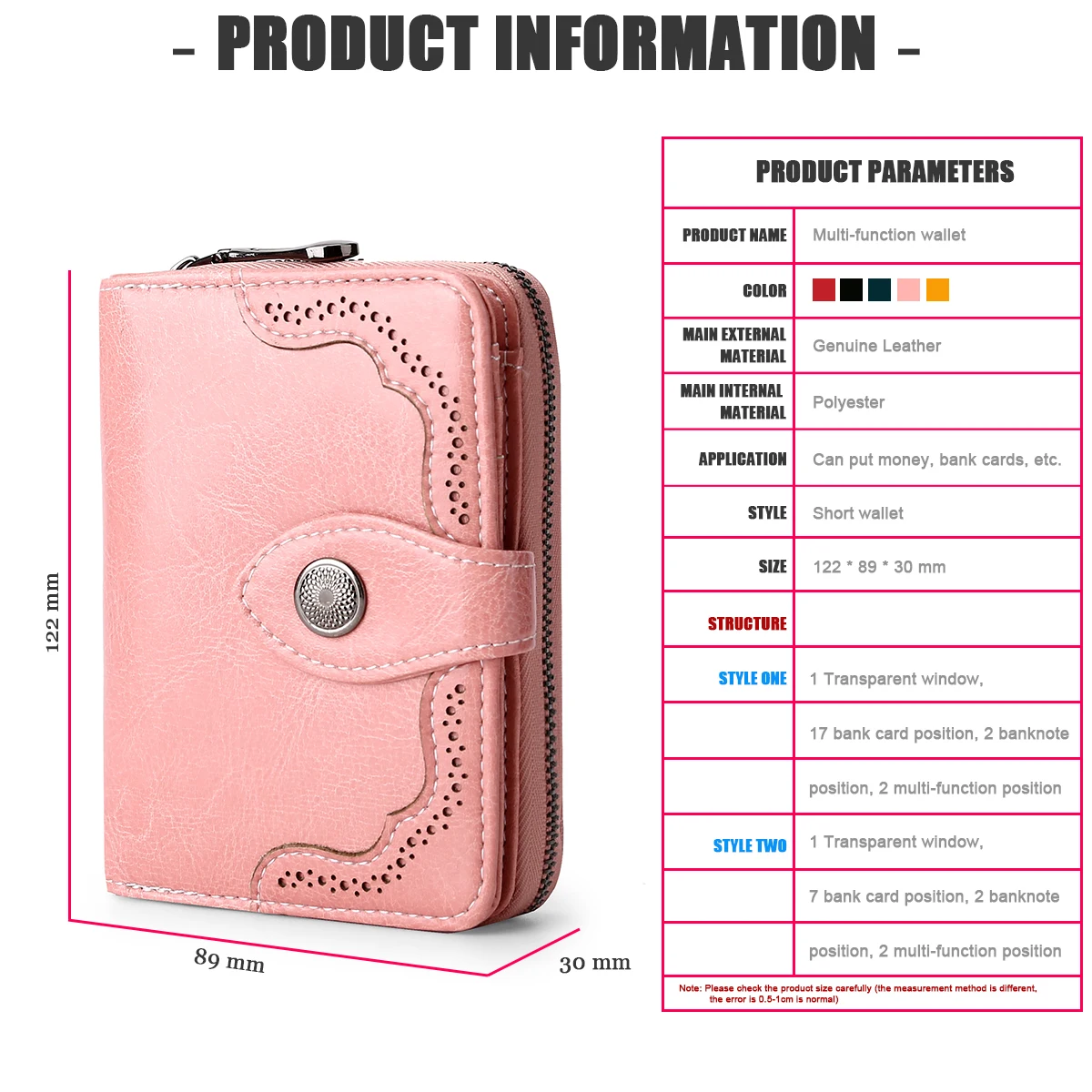 Модный женский короткий кошелек RFID на молнии, кошелек для монет из натуральной кожи, Повседневный Женский держатель для карт
