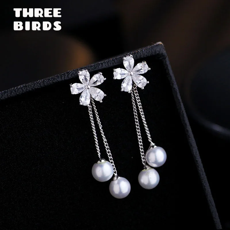 Новые трендовые нежные серьги-кисточки с кристаллами из кубического циркония, роскошные женские свадебные жемчужные серьги с длинной цепочкой, ювелирные изделия