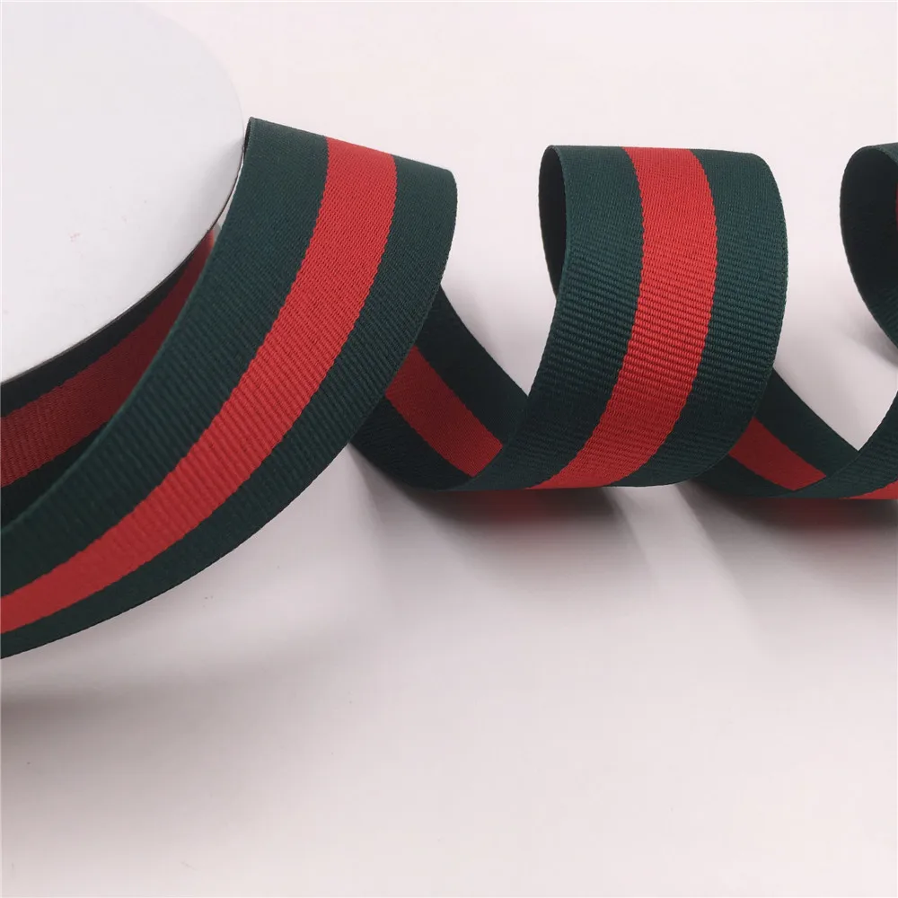 Description Picture 5 of item50 Yards Striped Grosgrain Ribbon Green Red Green Stripes Trims for DIY Hairbow Accessories Gift Package Cake Wrap Decoration