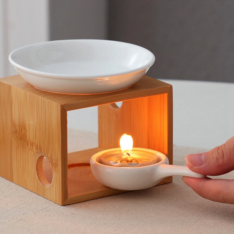 Candle Aromatherapy Furnace Bamboo Incense Burner Sleeping Home Romantic Oil Candles Holder Bedroom Lamp Beauty Fragrance