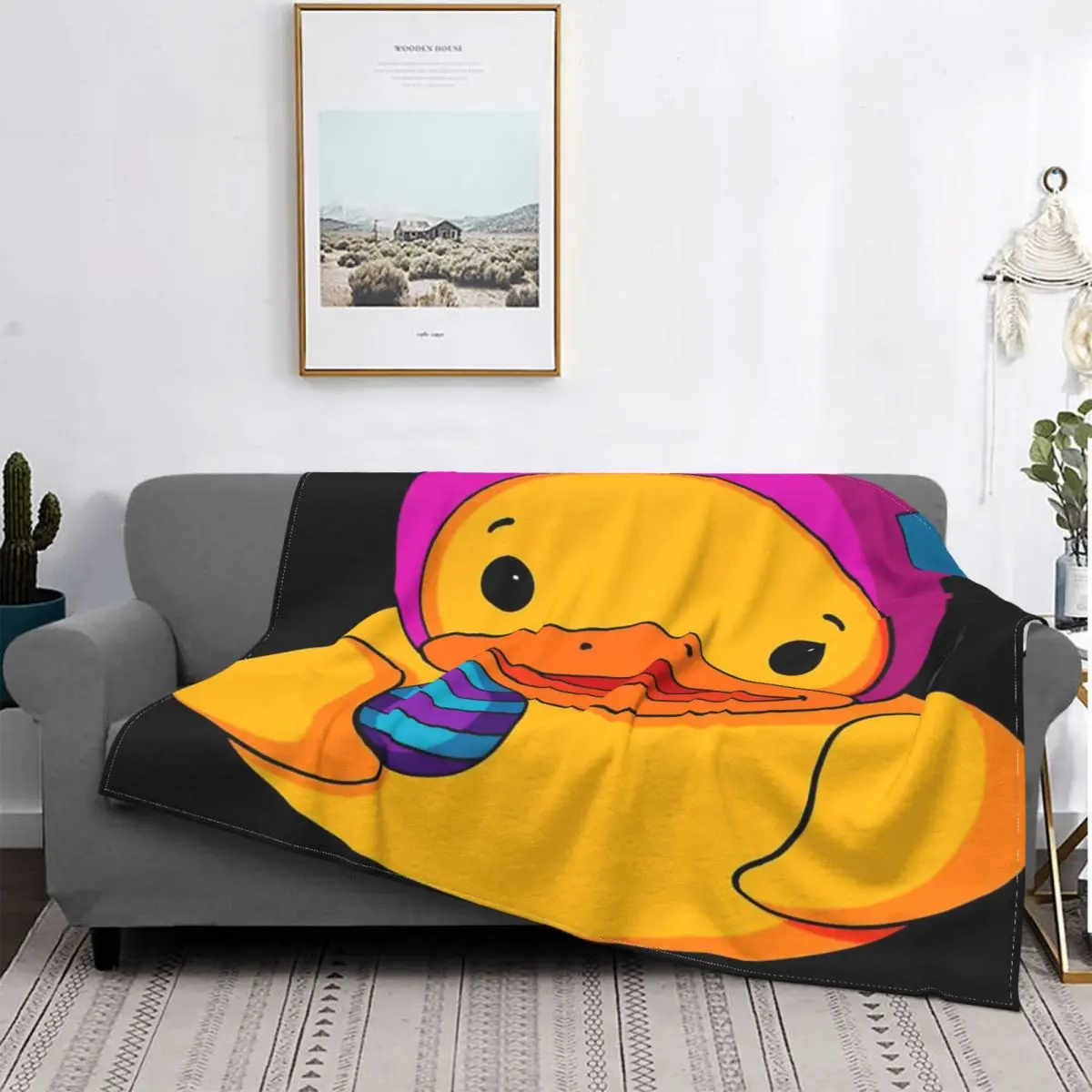 Manta de pato de goma para Pascua, colcha para cama a cuadros, manta de playa con capucha, toalla de playa de lujo