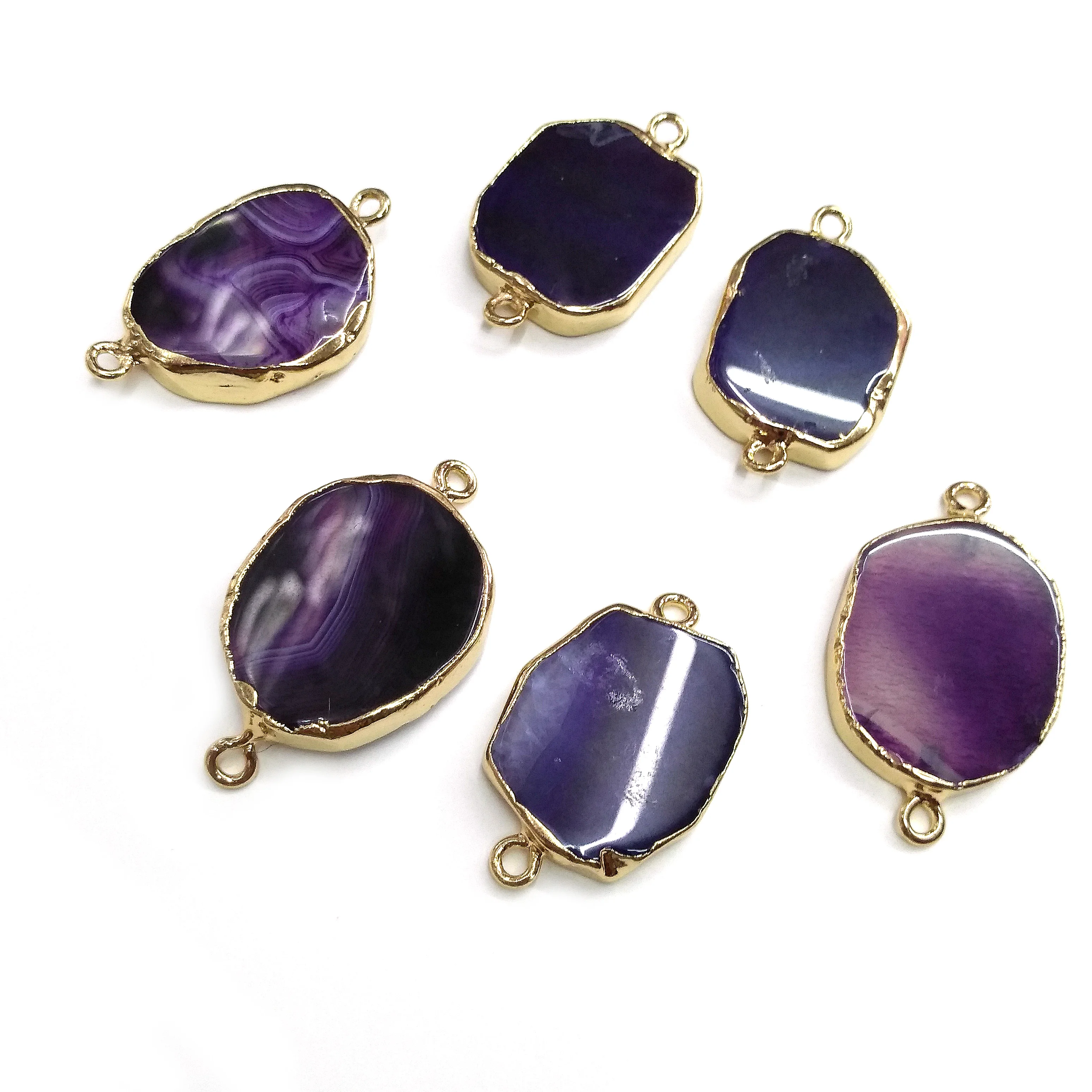 

Natural Agates Irregular Charms Double hole connector for Jewelry Making DIY Accessories Fit Necklaces Size 20x35mm-25x40mm