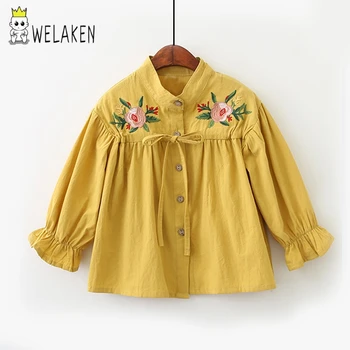 

welaken Girls Blouses Spring & Autumn Kids Blouses For Girls Floral Long Sleeve Shirts Toddler Children Casual Clothes Tops