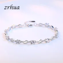 ZRHUA браслет из стерлингового серебра 925 пробы, минималистичные ювелирные изделия для женщин, аксессуары для вечеринки на день рождения, белый фиолетовый CZ Bijoux