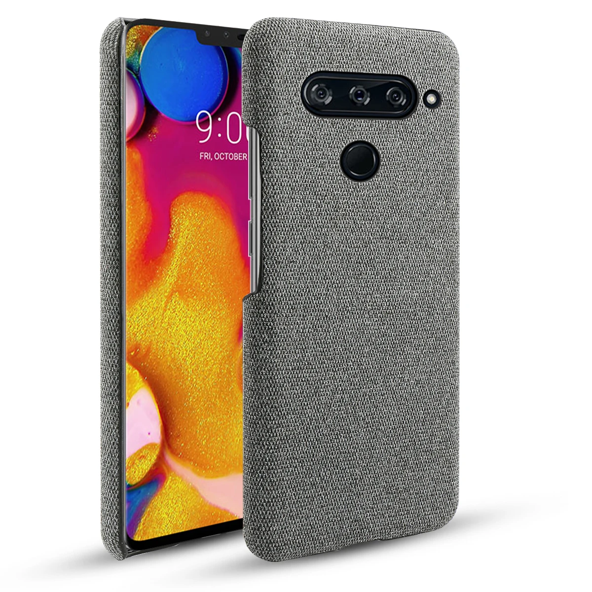 Для LG V40 G7 задняя крышка ультра тонкий жесткий ПК Тканый дизайн против царапин ударопрочный телефон протектор Coque Fundas простой стиль скраб - Цвет: Серый
