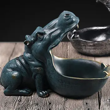 

Jewelry Key Phone Storage Basket Open Mouth Hippo Ornament Home Desk Decoration