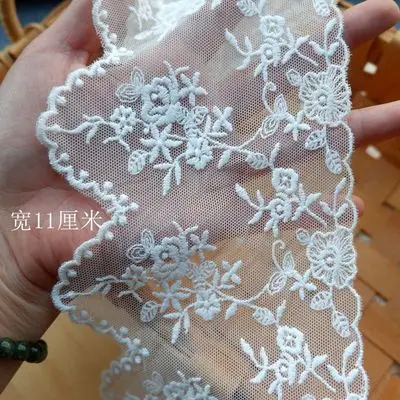 C 11cm 2 м/лот, красивые кружевные материалы, сделай сам, белые хлопковые кружева с вышивкой,, X405 - Цвет: C 11cm